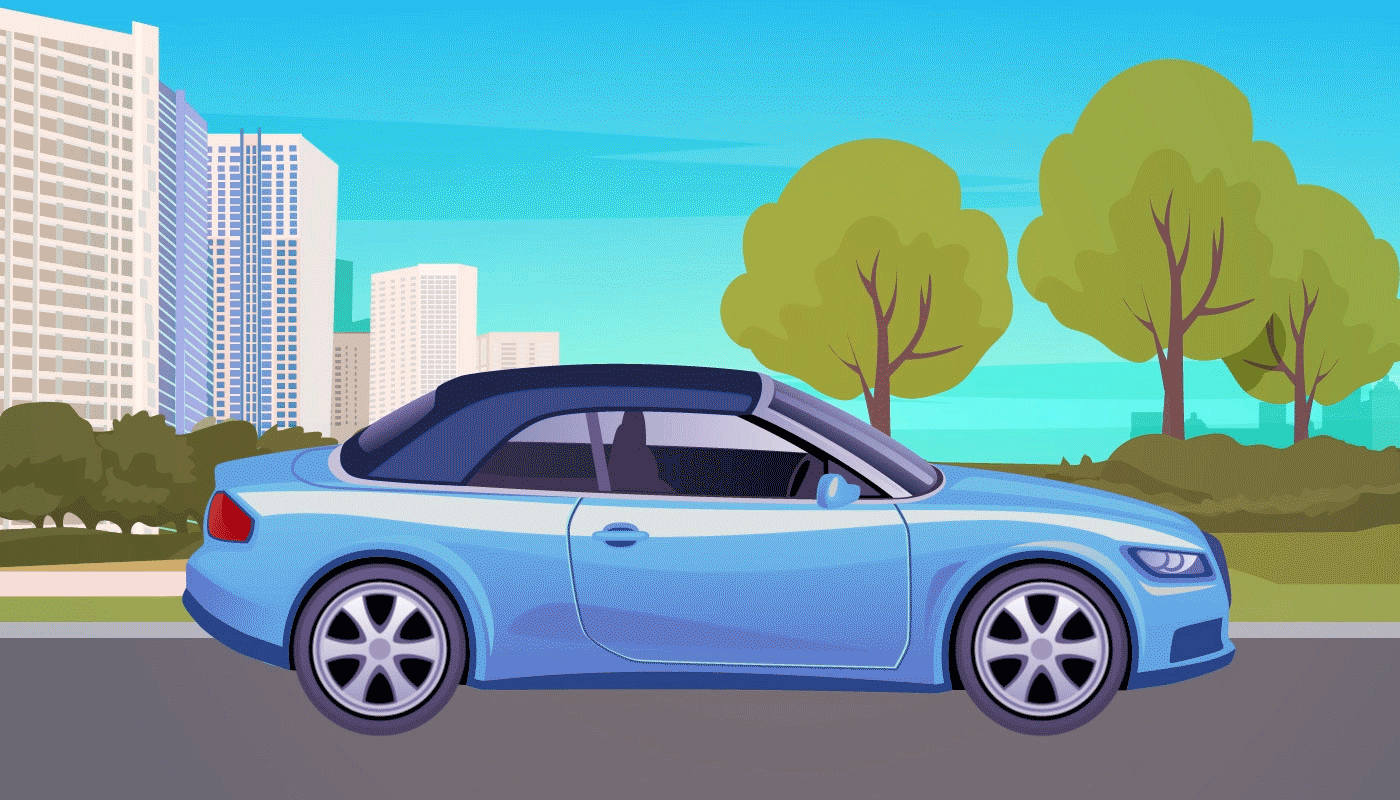 A gif of a convertible car's top being removed automatically.