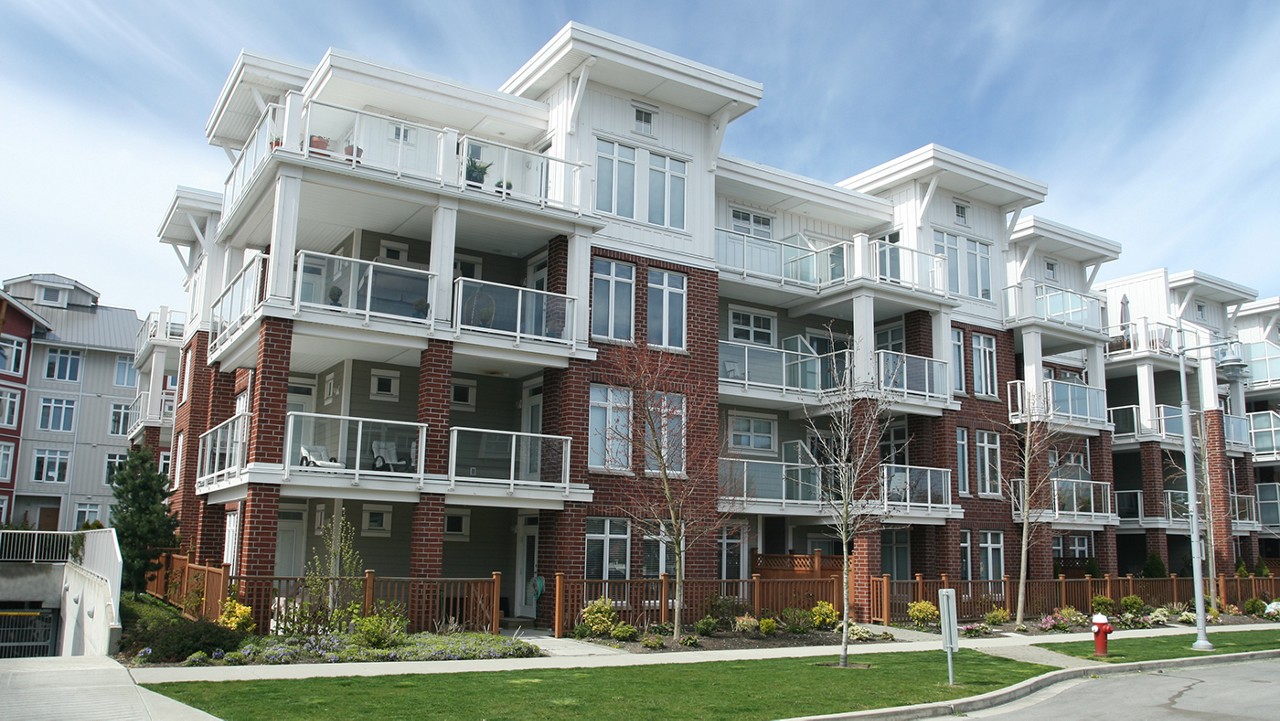Exterior of a large apartment complex