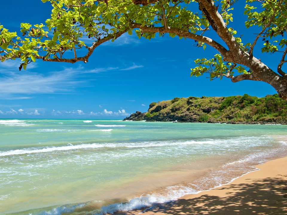 Breaking waves at a hidden beach, on the north shore of Puerto Rico.