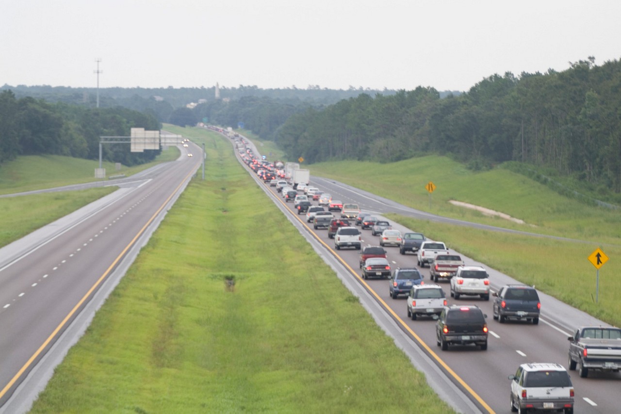 Residents Fleeing Hurricane on the road